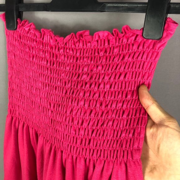 Velvet Torch Pink Smocked Strapless Mini Dress Size Small - Picture 2 of 5